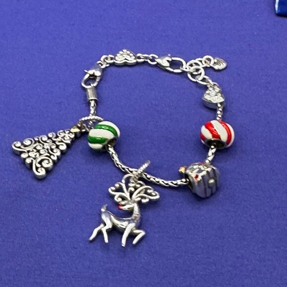 Brighton Christmas Theme Silver Plated Charm Bracelet & Earrings - Picture 4 of 16